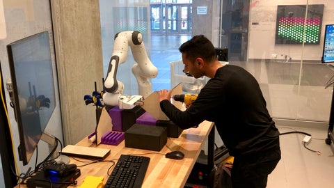 Collaborative assembly using a Panda Powertool robot