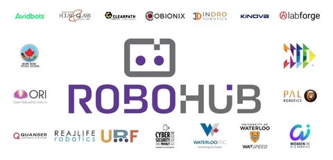 Grid of RoboHub Partner logos around the RoboHub Logo