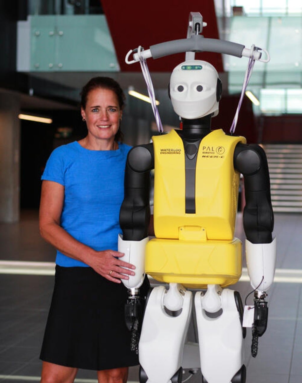 Professor Katja Mombaur with humanoid robot REEM-C
