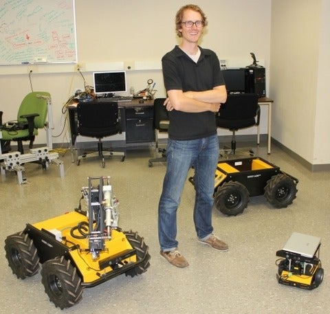 Stephen Smith in his robotics lab at Waterloo Engineering.