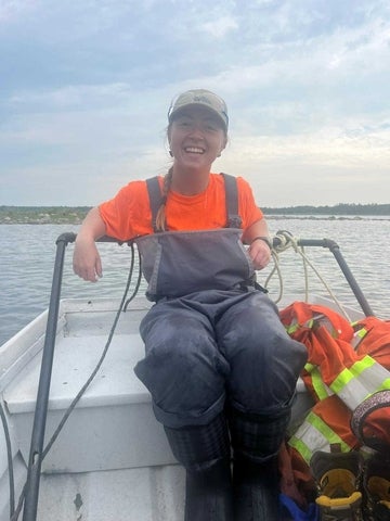 Shauna White on a boat