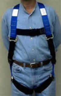 Male wearing a full body harness