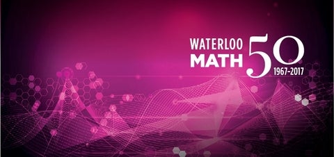 Abstract pink math images: Waterloo Math 50 1967-2017