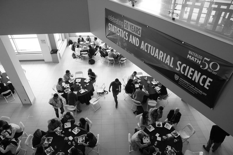 overhead view of event in black and white