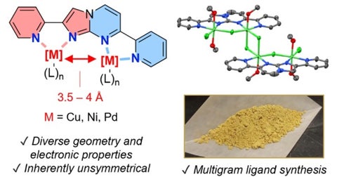 Our approach to developing a novel class of binucleating ligands: diverse geometry and electronic properties, inherently unsymmetrical and multigrain ligand synthesis.