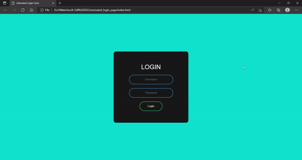 GIF of the animated website designed using HTML and CSS