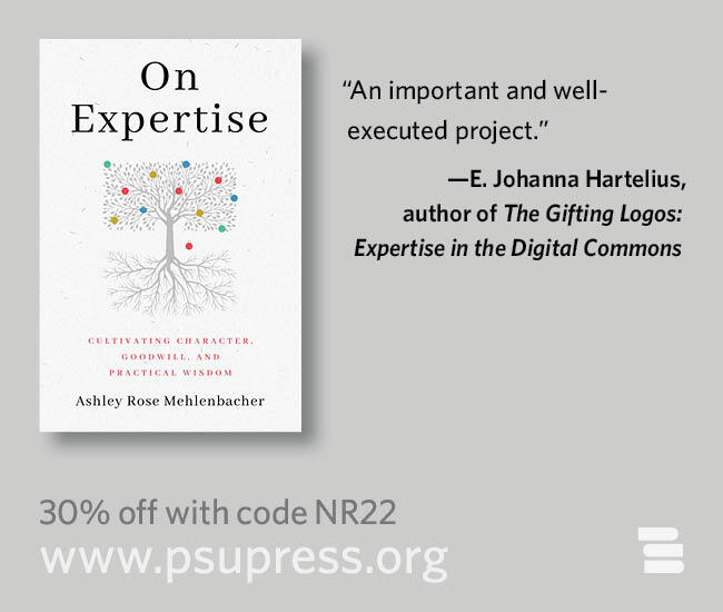 Ad for book "On Expertise" with discount code NR22 for www.psupress.org
