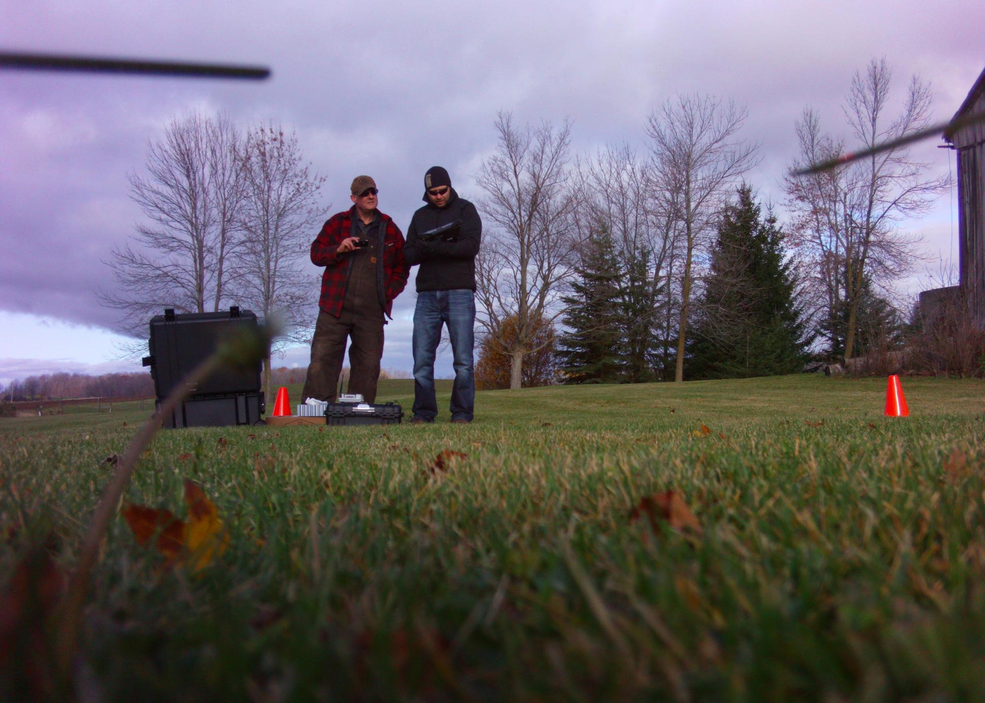Researchers flying the UAV