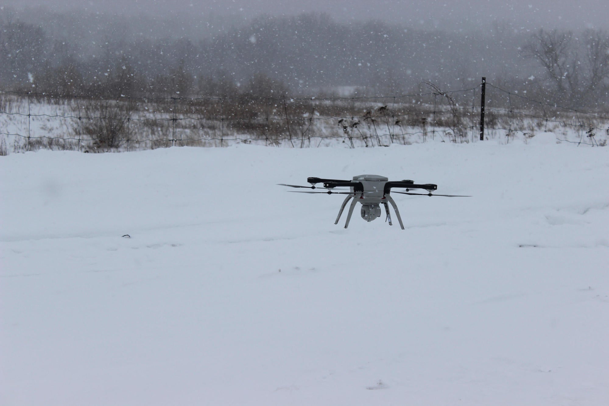 UAV hovering above the ground