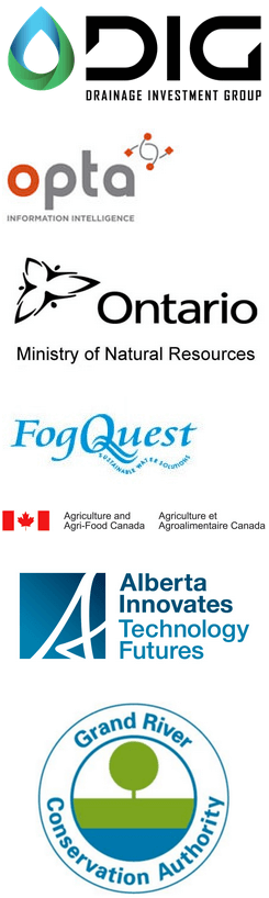 Drainage Investment Group, Opta Information Intelligence, Ontario Ministry of Natural Resources, FogQuest, Agriculture and Agri-Food Canada, Alberta Innovates Technology Futures, GRCA logos
