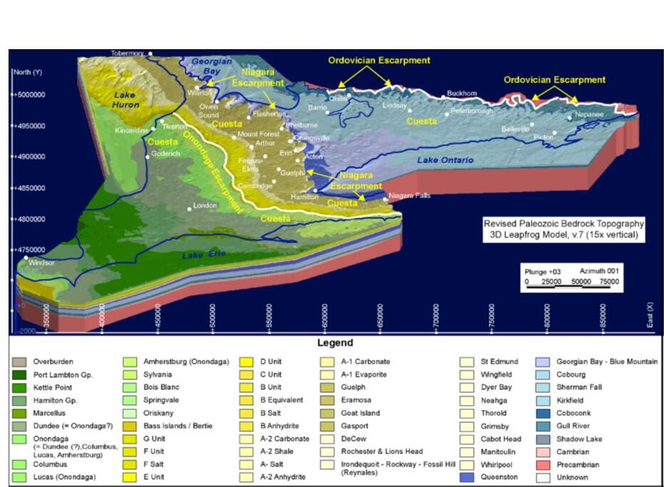 3D digital model of Ontario's Paleozoic geology