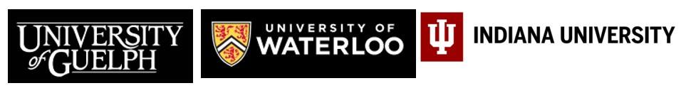 Logos for the University of Guelph, University of Waterloo and Indiana University