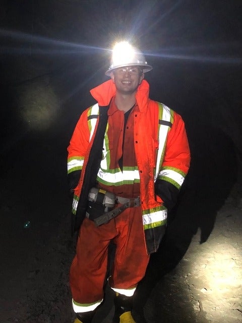 Cory in his mining outfit