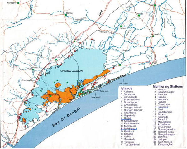Map showing where Chilika Lagoon is situated