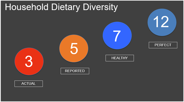 A variety of food groups is important for good dietary health. Most southern African cities only meet 3 of the 12 food groups.”