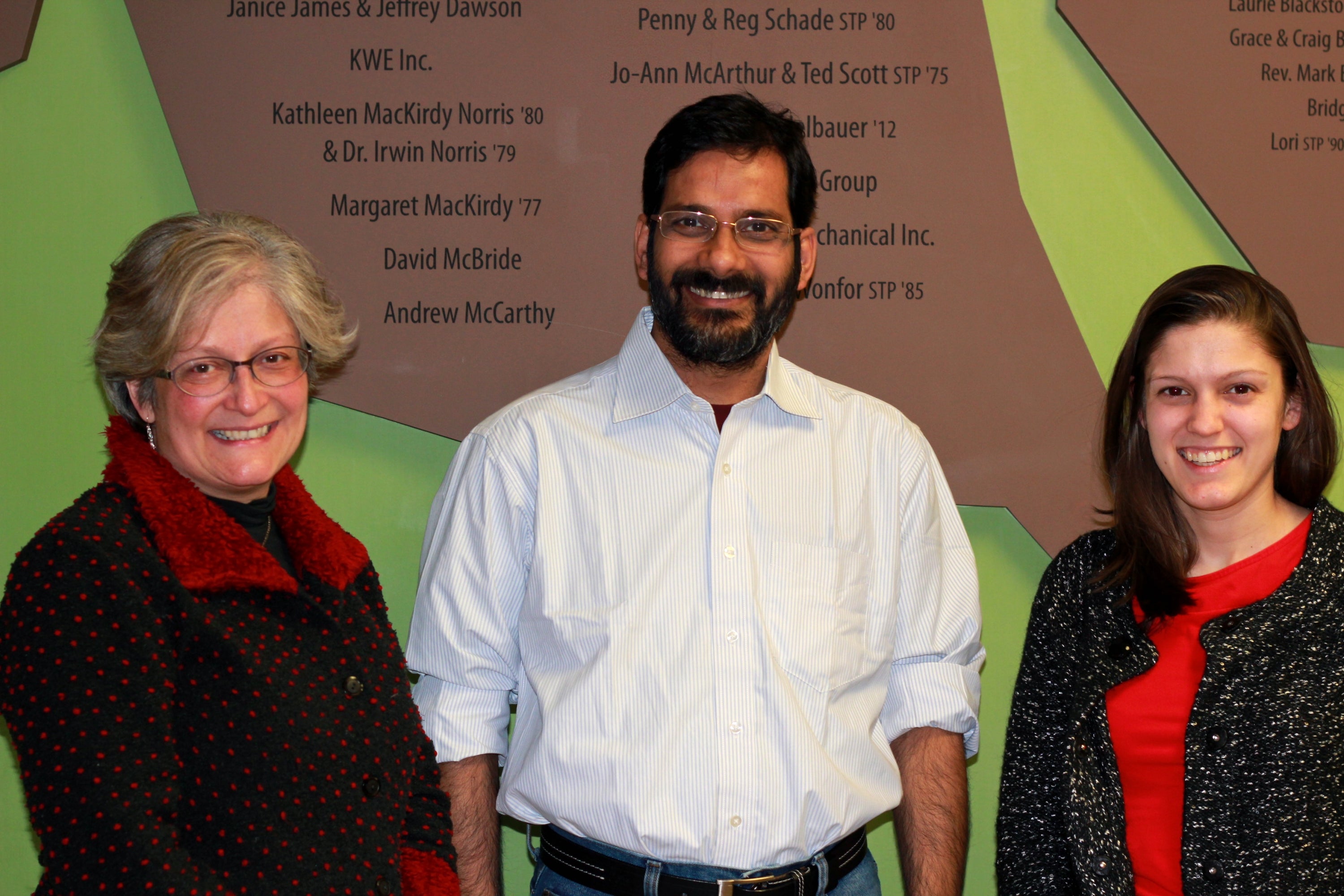 Professor Dawn Bazely,  Professor Prateep Nayak and Maddy Ewins