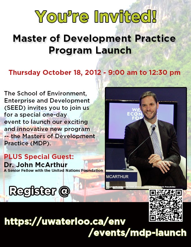 Master of Development Practice launch poster