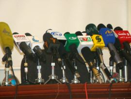 microphones at a press conference