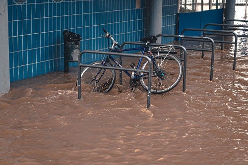 A bike in a flood.