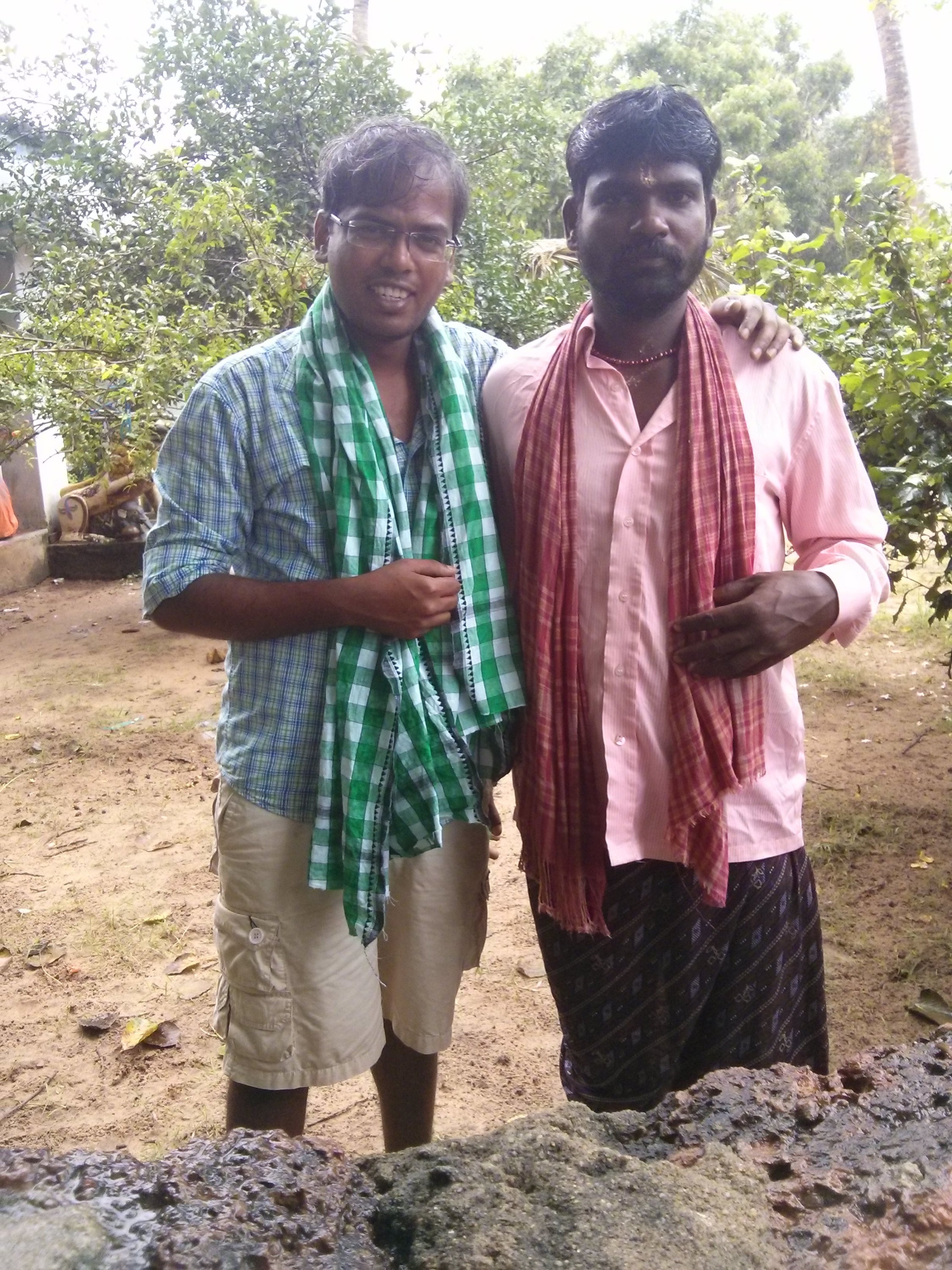 Ashok and a villager in the research field in the Chilika lagoon 