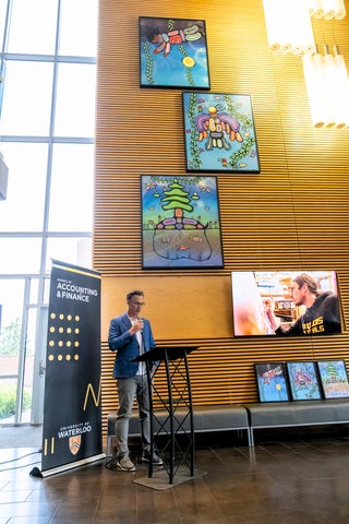 Blake Phillips speaking at Indigenous mural unveiling