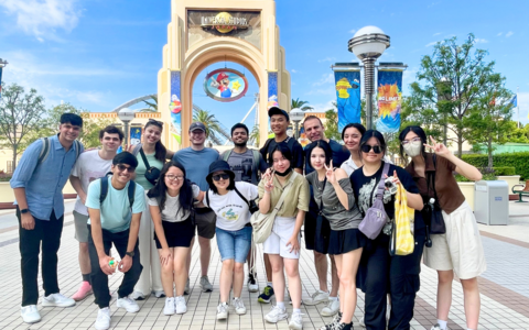 SAF's International Study Course students in Japan at Universal Studios.