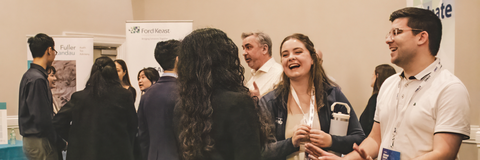 Groups mingling at Opportunities in Accounting and Finance Night