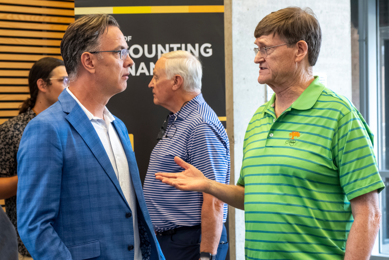 Blake Phillips speaking with Frank Hayes