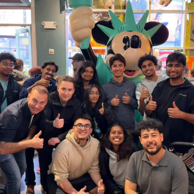 Group photo at the Disney Store in New York