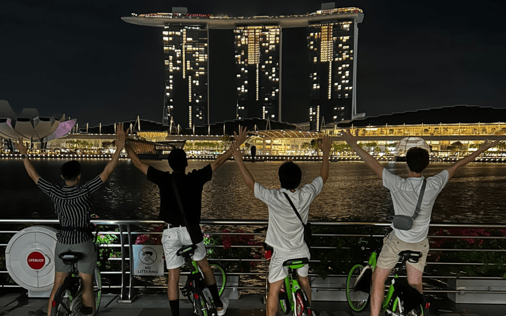 Students on bikes in Singapore