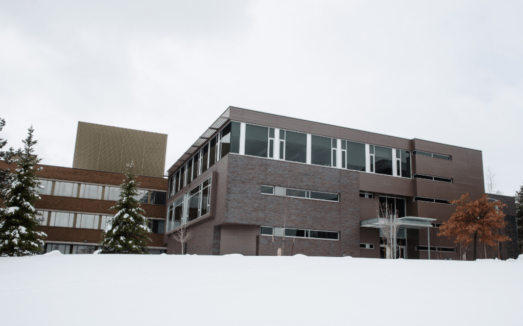 Hagey Hall building exterior in the winter