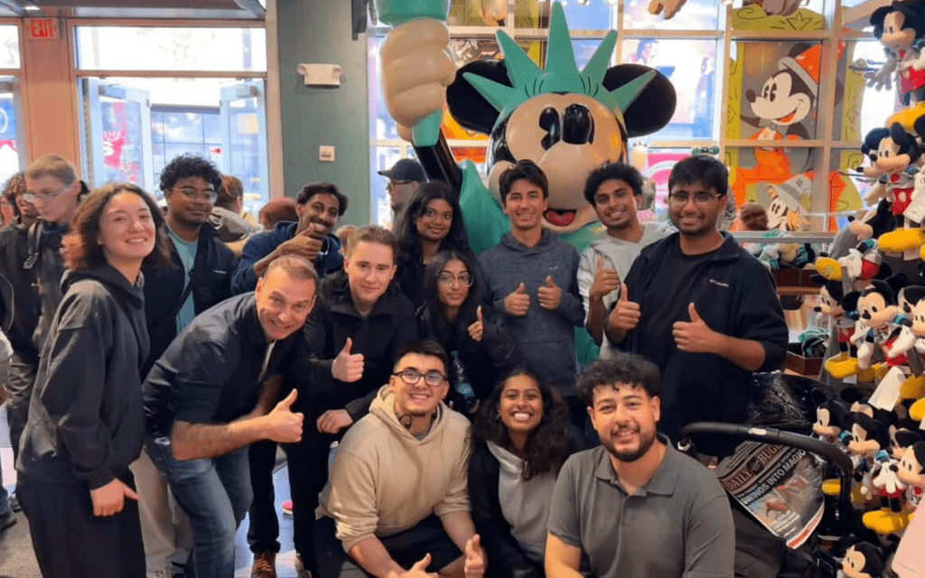 Group photo at the Disney Store in New York