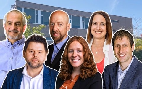 Drs. Adam Vitalis, Adam Presslee, Tyler Thomas, Kelsey Matthews, Krista Fiolleau and Tim Bauer.