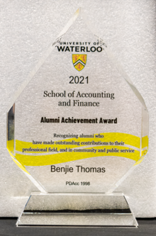 Alumni achievement award for Benjie Thomas