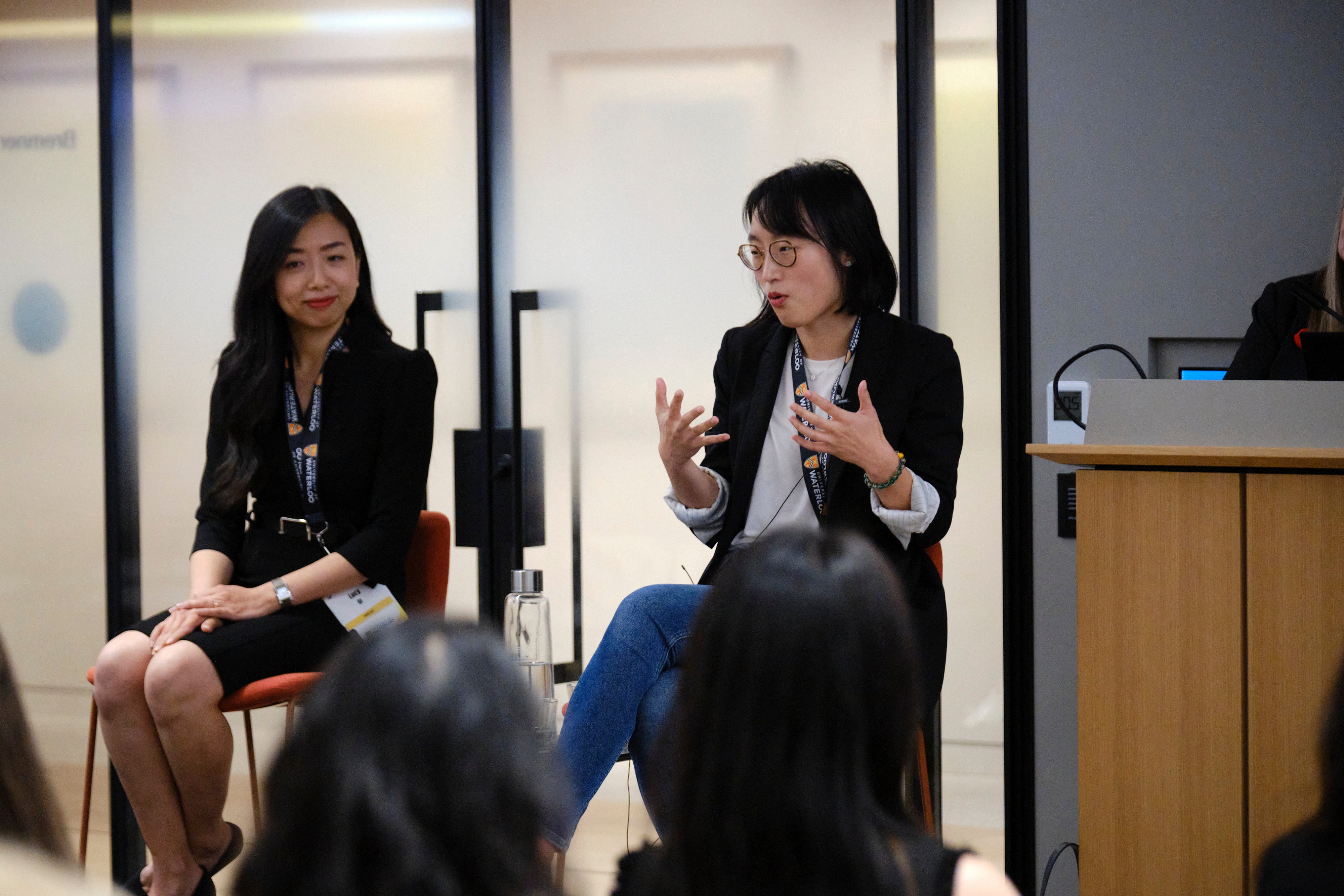 Women accounting professionals engaging and connecting.