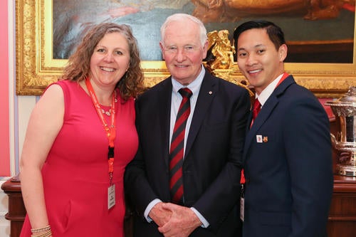 David Ha with His Excellency the Right Honourable David Johnston, and Tobi Day-Hamilton