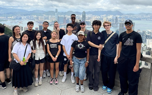 The Hong Kong International Study Course class at the Victoria Peak Observation Deck