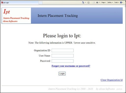 IPT Log-In Page