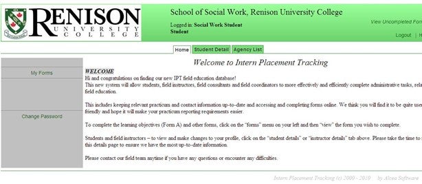 IPT Welcome Student web page