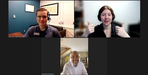 Rory in an online meeting with Mike Morrice (MP)