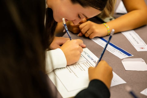 Students writing