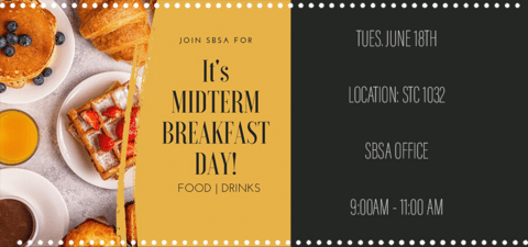SBSA midterm breakfast event poster spring 2019