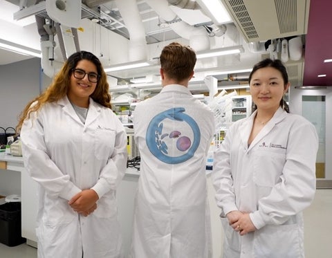 Dale Martin and two graduate students in the lab