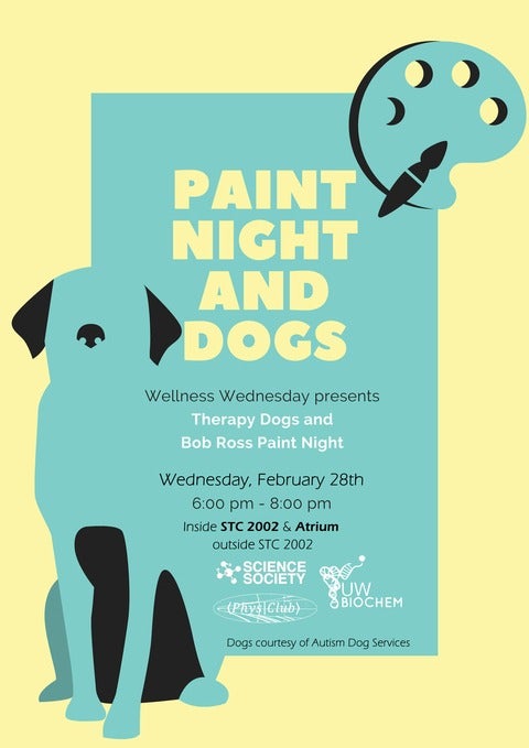 Therapy Dogs and Paint Night Poster