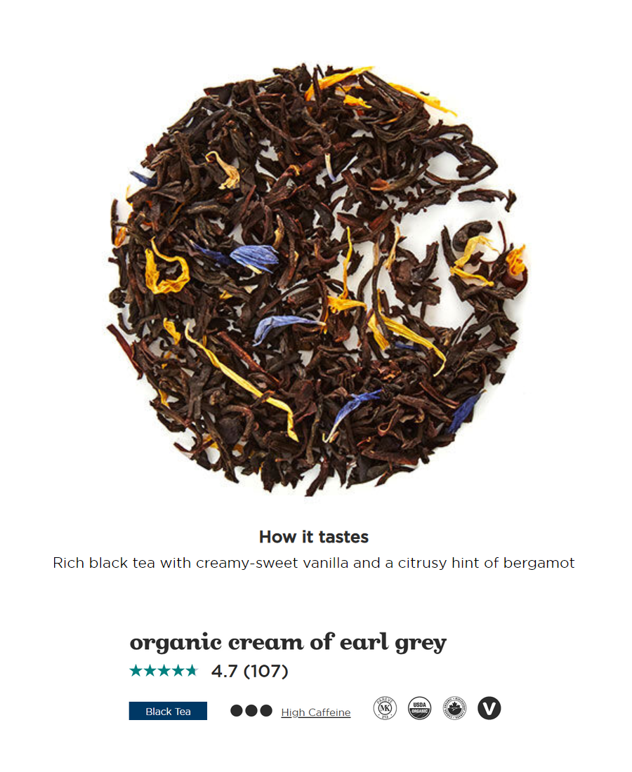 Photo of Organic Cream of Earl Grey tea leaves