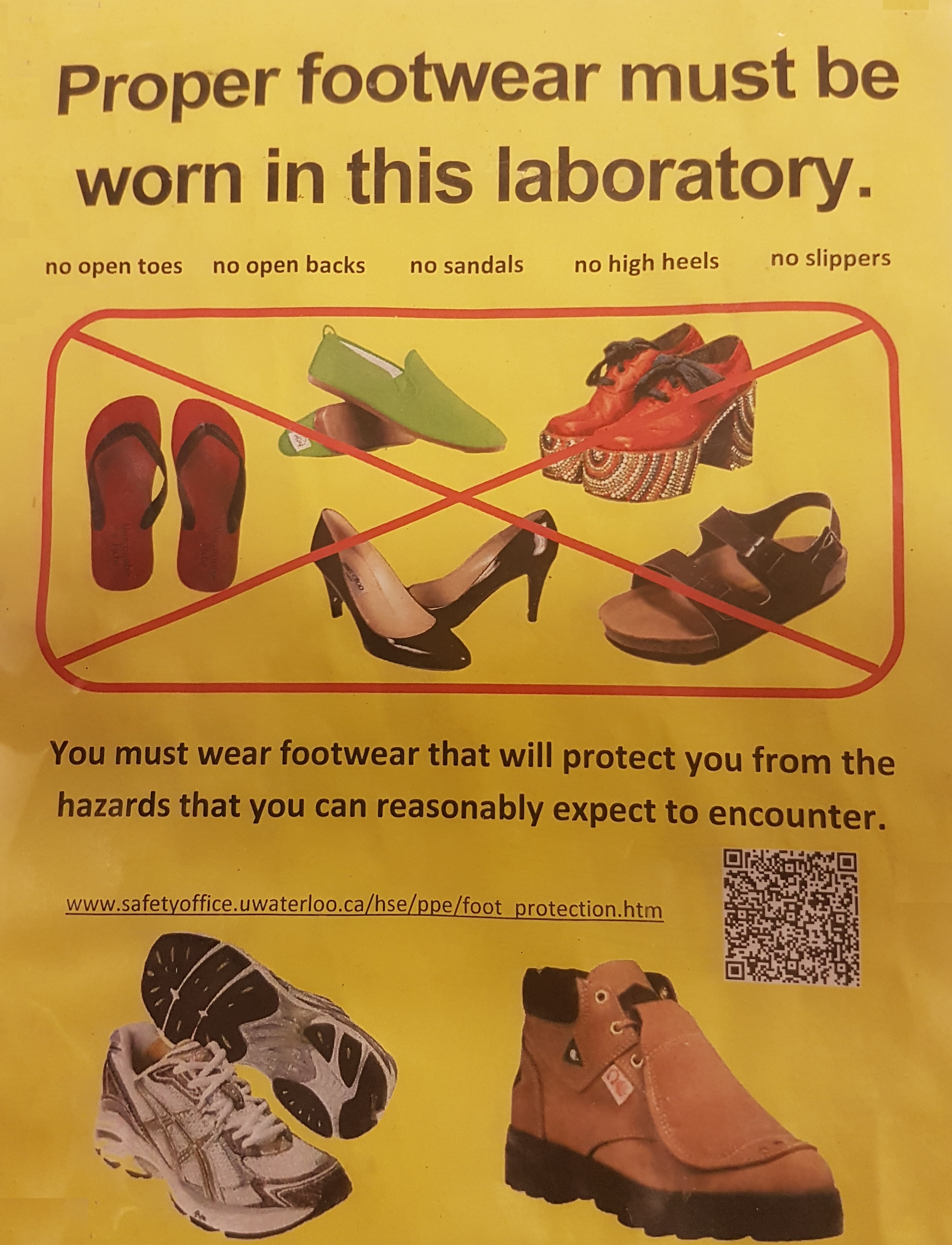 Proper footwear must be worn in this laboratory
