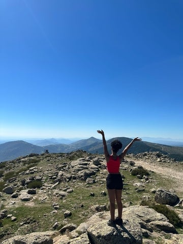 A photo of a student hiking Monte Abantos in Madrid