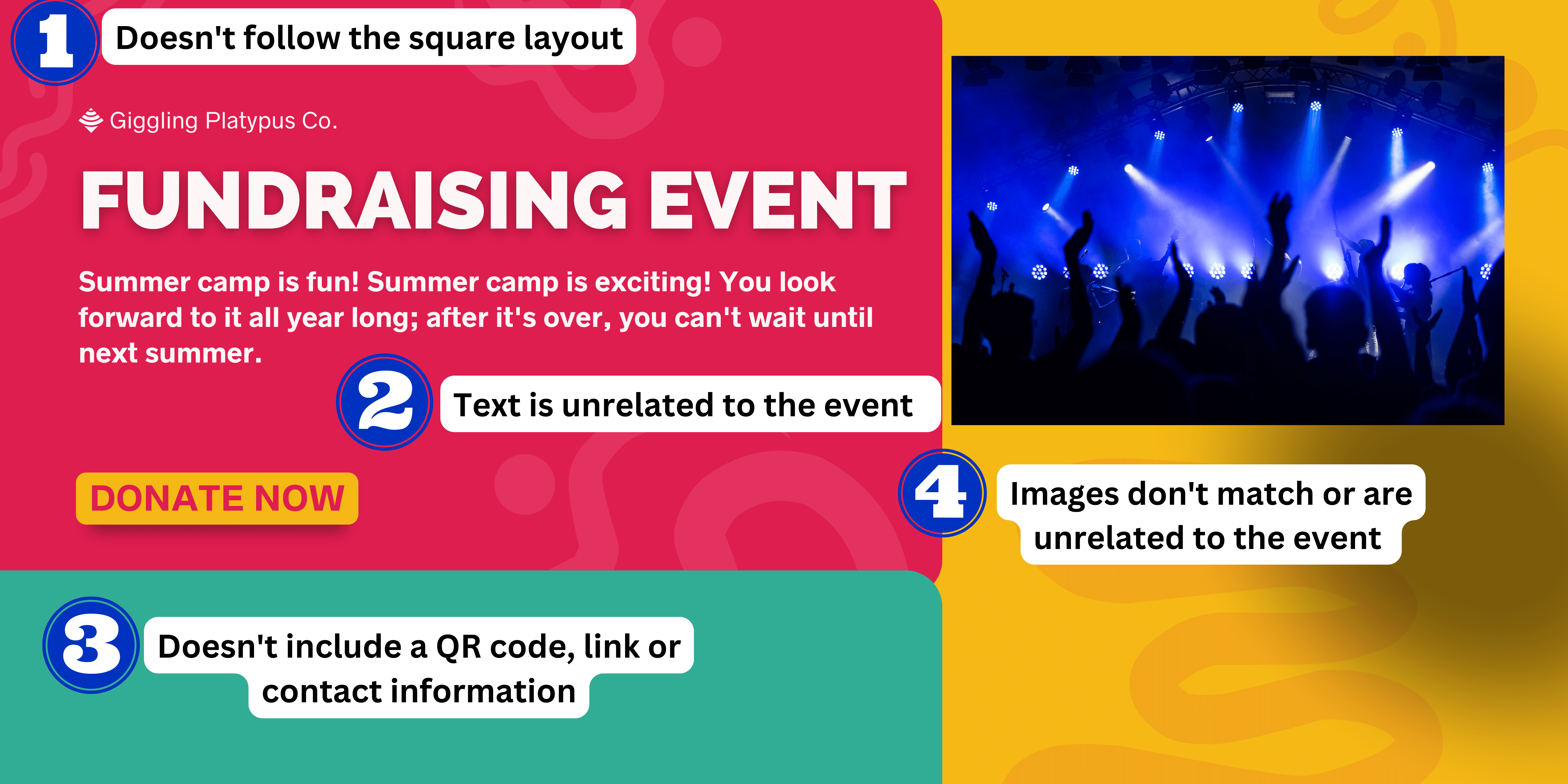 Fundraising event poster incorrect format