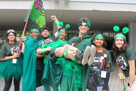 Science Orientation leaders for the green team posing together