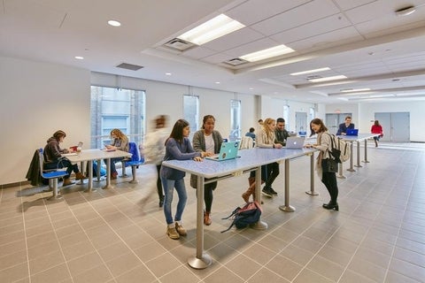 Students studying in the 2nd floor STC atrium